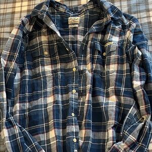 Lucky Brand Navy and White Plaid Shirt